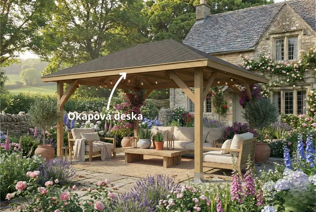 Pergola drevena - Okapova deska