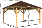 Dřevěná pergola Altán Sicílie 390x390 cm