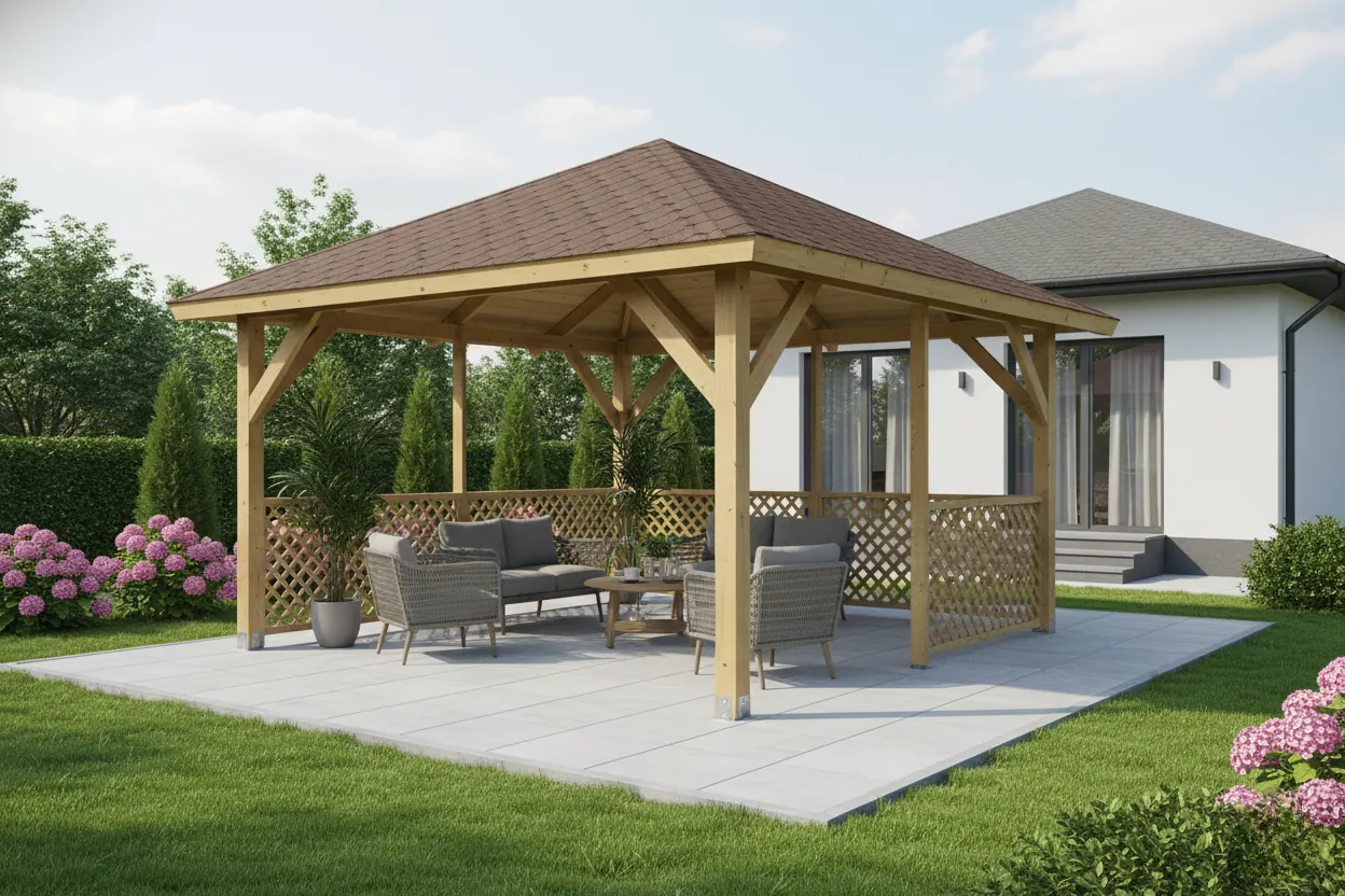 Dřevěná pergola Altán Kuba+Ester90 370x370