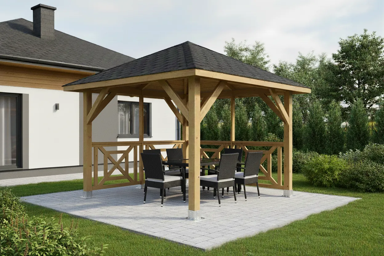 Dřevěná pergola Altán Borneo+Grande 265x265