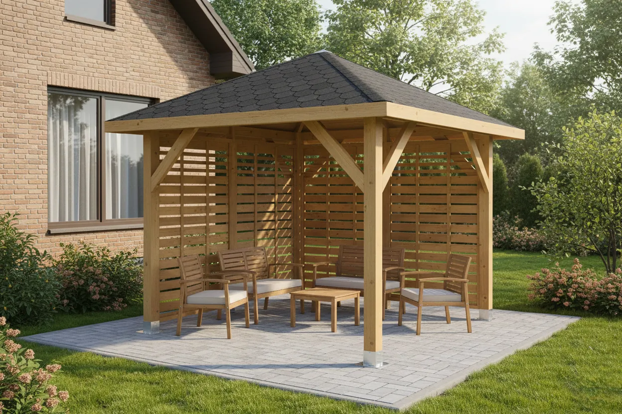 Dřevěná pergola Altán Borneo+Bergamo 265x265