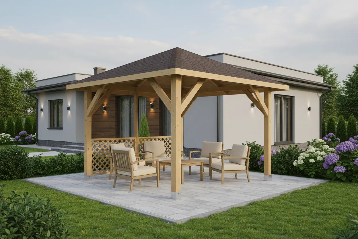 Dřevěná pergola Altán Borneo+Ester 90 265x265