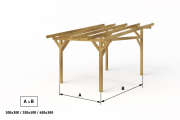 Dřevěná pergola Classico volně stojící hloubka od 300 cm - BSH 