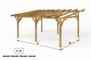 Dřevěná pergola Classico volně stojící hloubka od 300 cm - BSH 