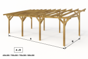 Dřevěná pergola Classico volně stojící hloubka od 300 cm - BSH 