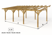 Dřevěná pergola Classico volně stojící hloubka od 350 cm - BSH
