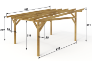 Dřevěná pergola Classico volně stojící hloubka od 450 cm - BSH 