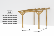 Dřevěná pergola ke zdi domu Classico hloubka od 300 cm - BSH