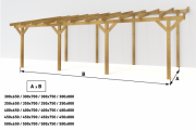 Dřevěná pergola ke zdi domu Classico hloubka od 300 cm - BSH
