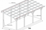 Dřevěná pergola ke zdi domu Classico hloubka od 300 cm - sklon 12°
