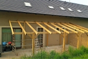 Dřevěná pergola ke zdi domu Classico hloubka od 350 cm - sklon 12°