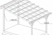 Dřevěná pergola ke zdi domu Classico hloubka od 450 cm - sklon 12°