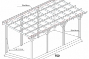 Dřevěná pergola ke zdi domu Classico hloubka od 350 cm - sklon 12°