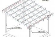 Dřevěná pergola ke zdi domu Classico hloubka od 400 cm - sklon 12°