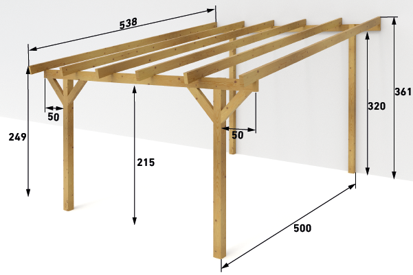 Dřevěná pergola ke zdi domu Classico hloubka od 500 - BSH