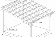 Dřevěná pergola ke zdi domu Classico hloubka od 500 cm - sklon 12°