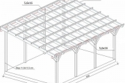 Dřevěná pergola ke zdi domu Classico hloubka od 500 cm - sklon 12°