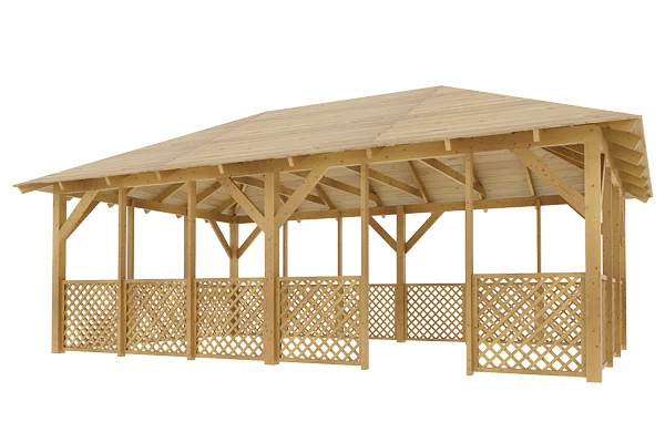 Dřevěná pergola Altán Viktoria XXL+Ester90 390x640