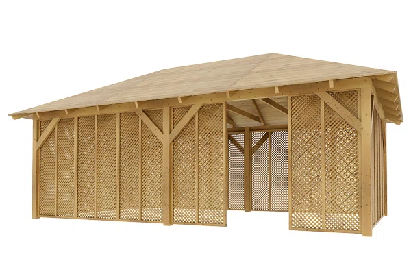 Dřevěná pergola Altán Viktoria XXL+Milano 390x640