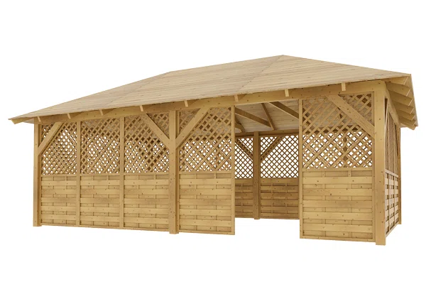 Dřevěná pergola Altán Viktoria XXL+Rimini 390x640