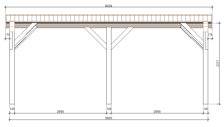 Přístřešek na 2 auta 580x542 BSH 