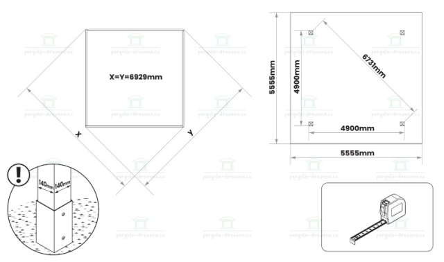 Carport 2 auta 490x490 cm