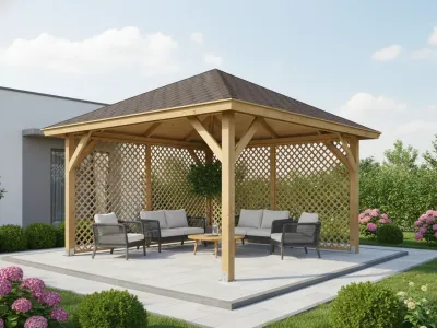 <span class="jp_product_title">Dřevěná pergola Altán Kuba+Ester 370x370</span>