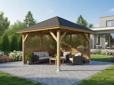 <span class="jp_product_title">Dřevěná pergola Altán Kréta+Rimini 300x300</span>