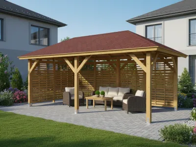 <span class="jp_product_title">Dřevěná pergola Altán Viktoria L+Bergamo 290x540</span>