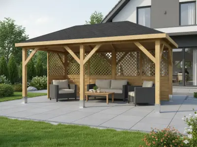 <span class="jp_product_title">Dřevěná pergola Altán Viktoria+Rimini 270x470</span>