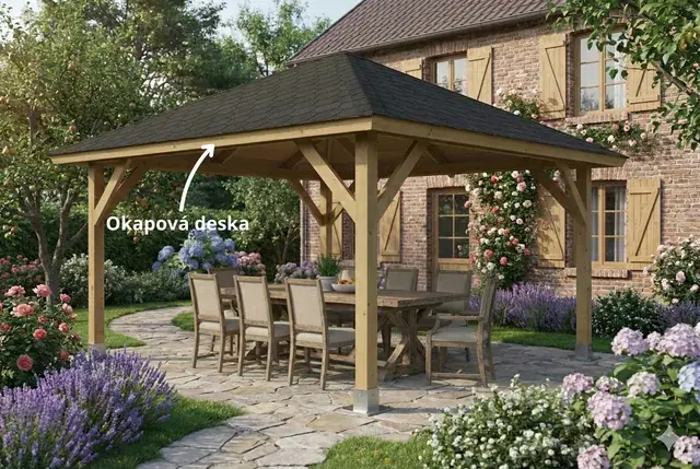 Pergola drevena - Okapova deska