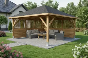 <span class="jp_product_title">Dřevěná pergola Altán Kuba Maxi+Rimini 490x490</span>
