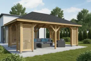 <span class="jp_product_title">Dřevěná pergola Altán Viktoria XXL+Verona 390x640</span>